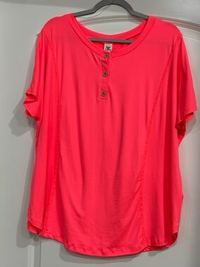 Sew in Love Neon Pink Short Sleeve Henley
